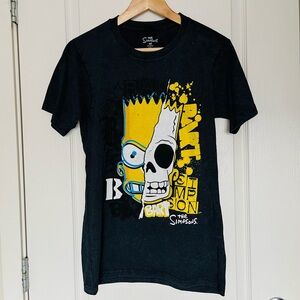 The Simpsons Bart Simpson Skull Graphic T-Shirt Black Men's Size S